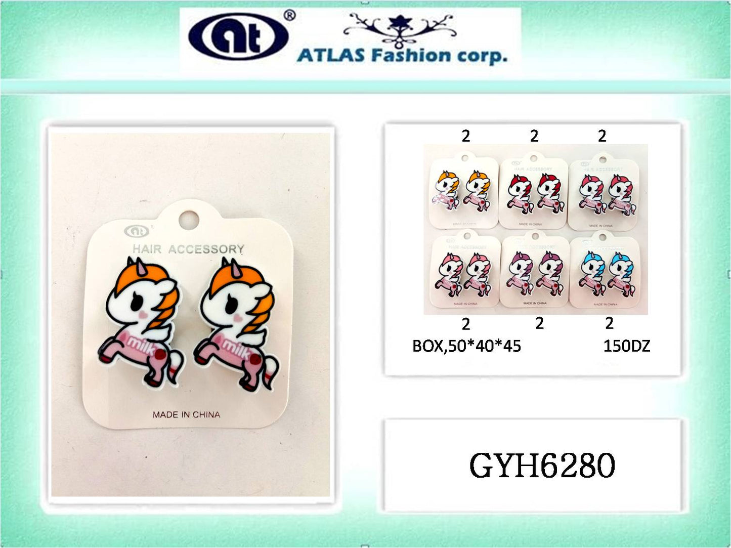 Kawaii Milk Unicorn Hair Clip Set