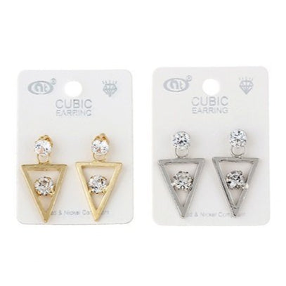 JAE21864 - Cubic Zirconia Triangle Dangle Earring
