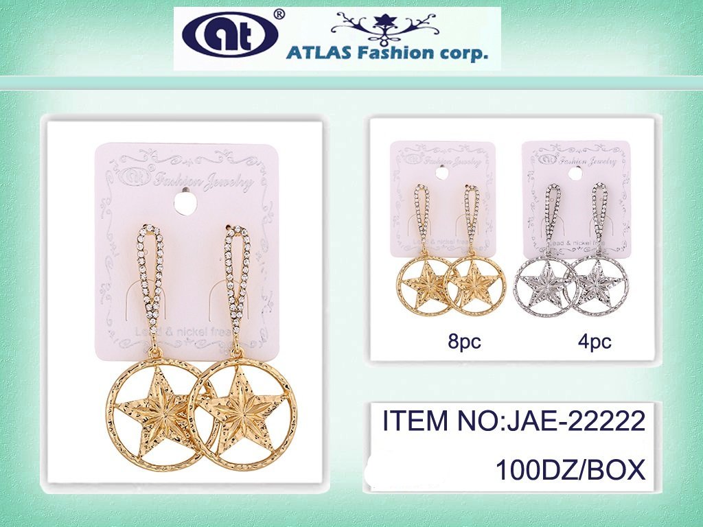 JAE22222 - Metal Star Drop Earring