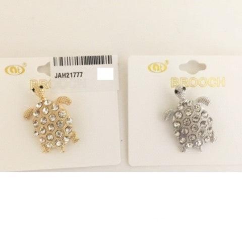 Rhinestone Turtle Brooch