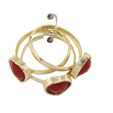 Burgundy 3 Piece Ring Set