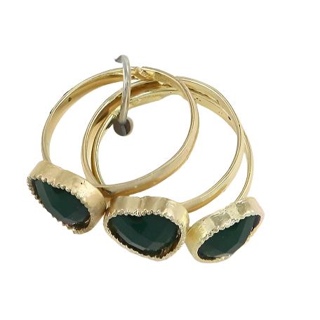Green 3 Piece Ring Set