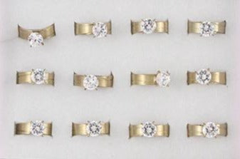 Gold Stainless Steel Cubic Zirconia Diamond Ring