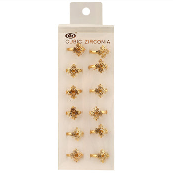 Gold Cubic Zirconia Flower Ring