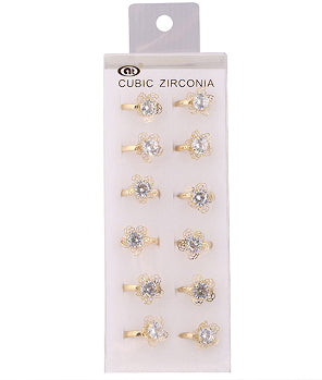 Gold Cubic Zirconia Flower Ring