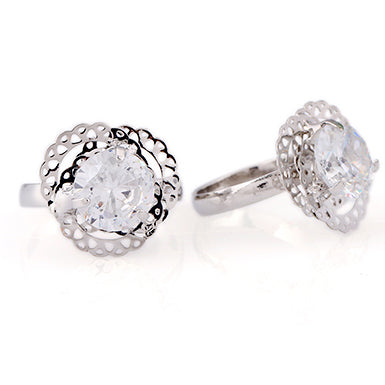 Rhodium Cubic Zirconia Ring