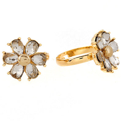 Gold Cubic Zirconia Flower Ring