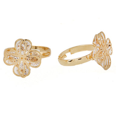 Gold Cubic Zirconia Clover Ring