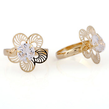 Gold Cubic Zirconia Flower Ring