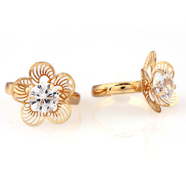 Gold Cubic Zirconia Flower Ring