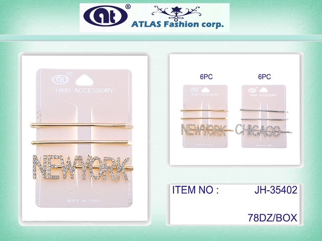 Rhinestone New York Hair Pin