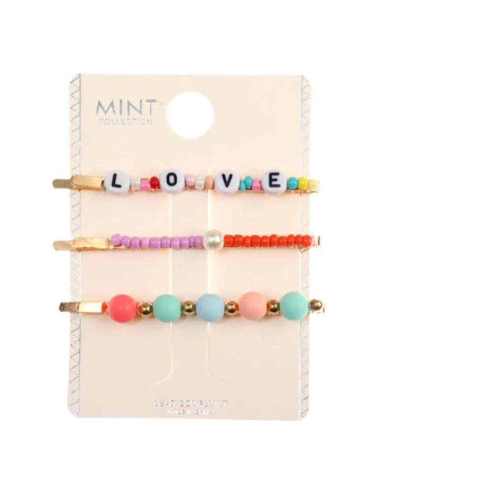 Beaded Love Hair Pin Set