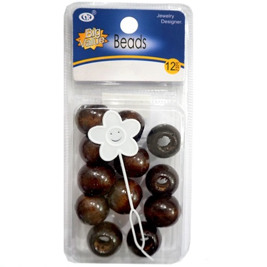 Dark Brown Wood Hair Beads