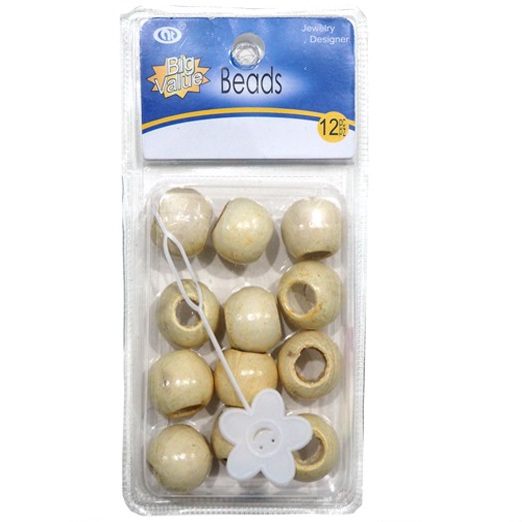 Light Tan Wood Hair Beads
