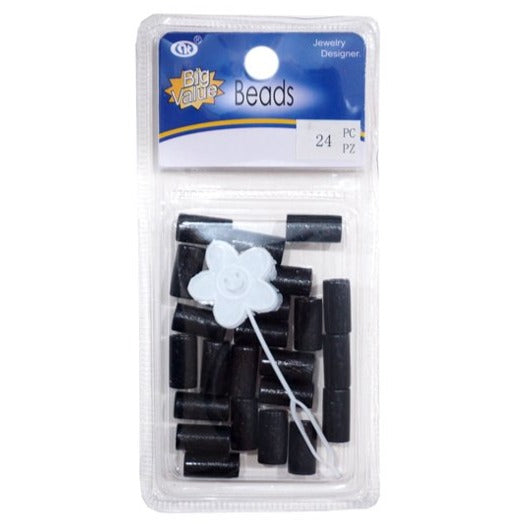 Black Tube Hair Beads