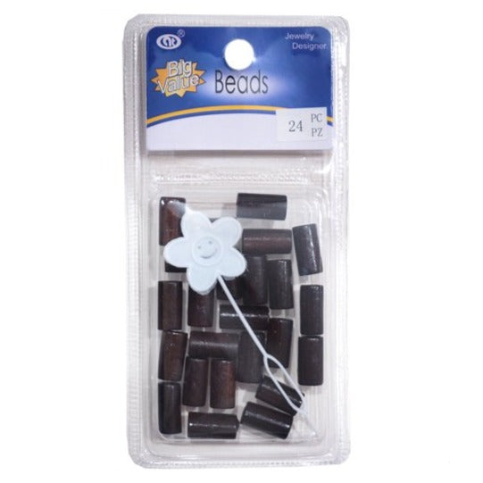 Dark Brown Tube Hair Beads