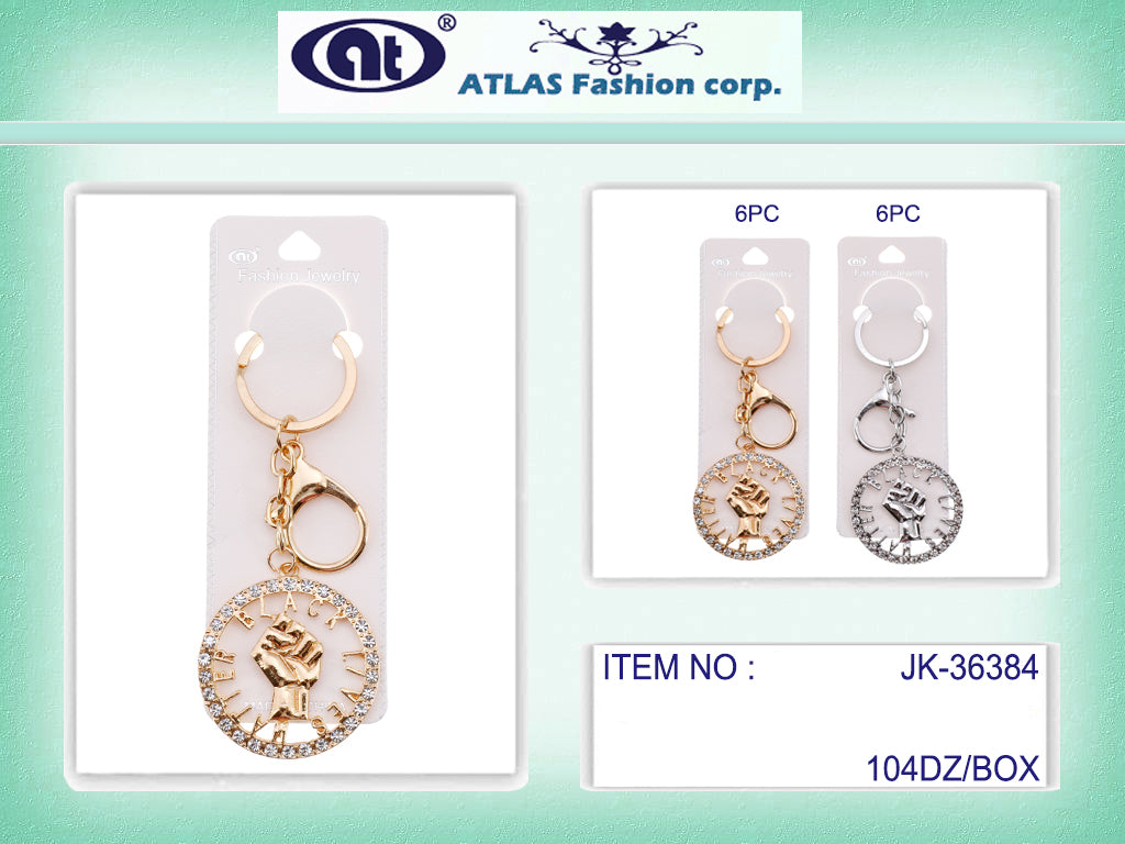 Rhinestone Black Lives Matter Circle Pattern Keychain