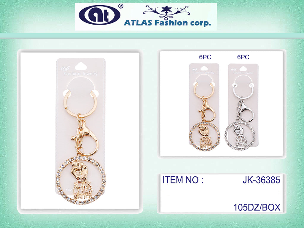 Rhinestone Black Lives Matter Circle Keychain