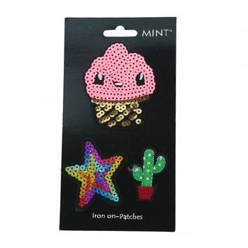 Sequin Cupcake Iron On Patch Set