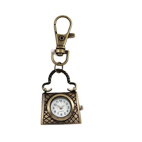 JTK17086-Vintage Metal Casting Purse Clock Keychain
