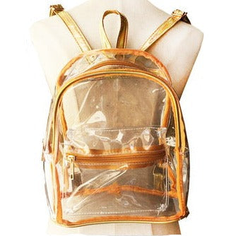 TP037GD - Gold Trim Clear Backpack