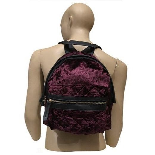 TP043BGD - Burgundy Velvet Backpack