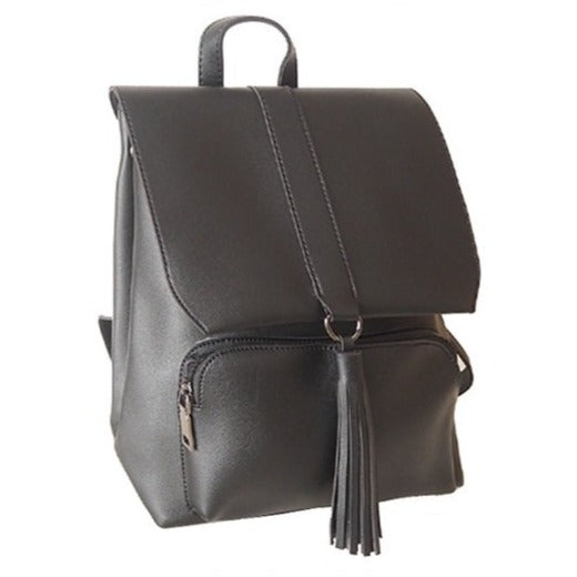 TP053BK - Black Tassel Leather Backpack