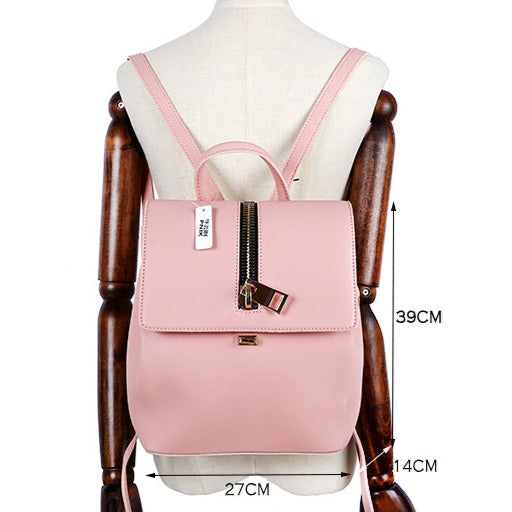 Leather Zipper Backpack