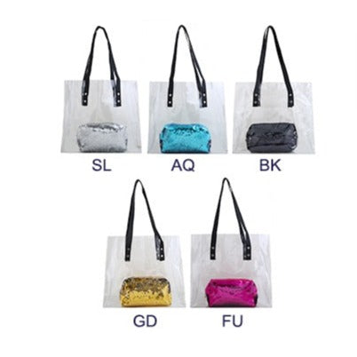 Clear Handbag & Mini Sequin Pouch