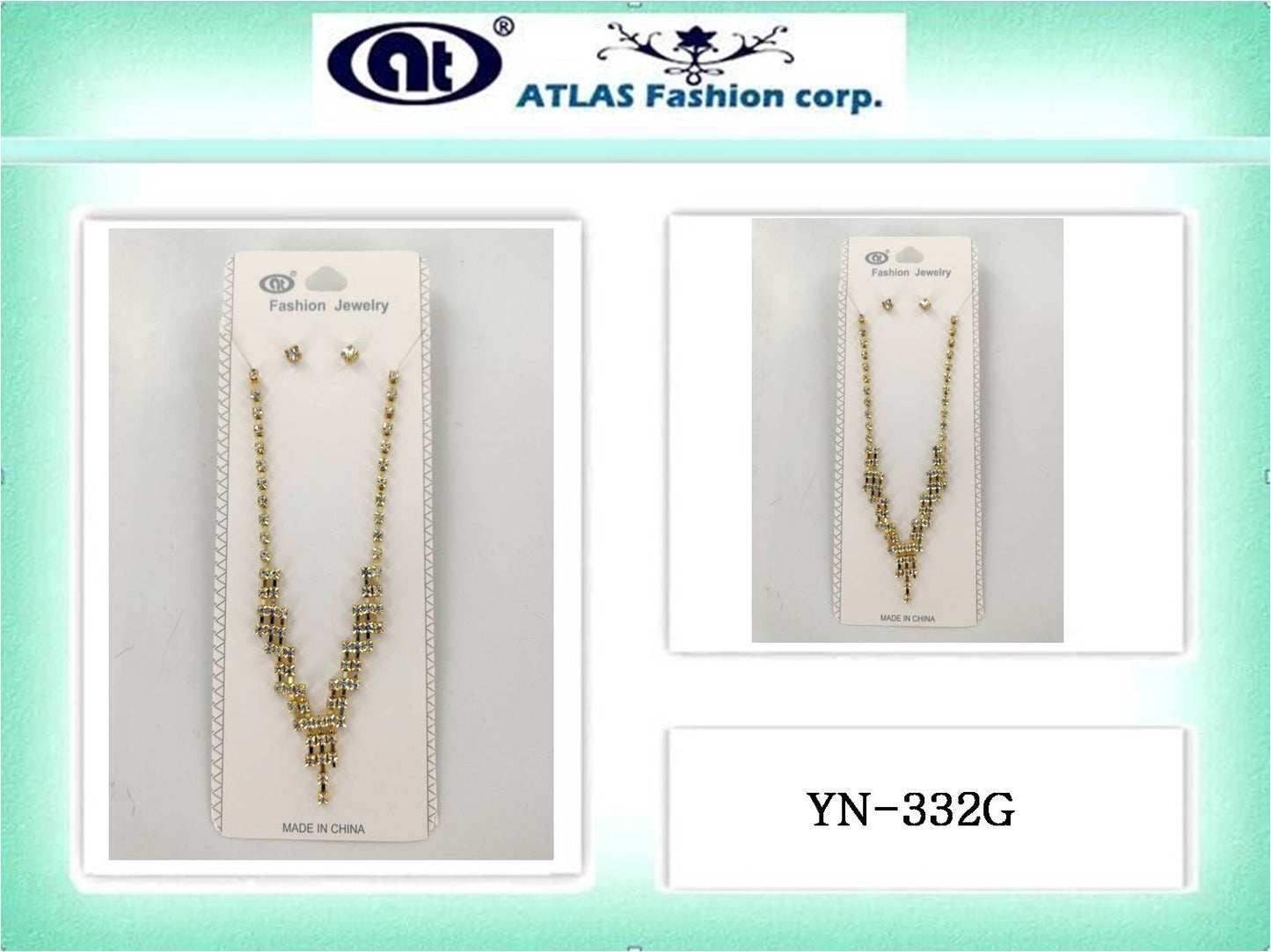Gold Tone Rhinestone Necklace Set