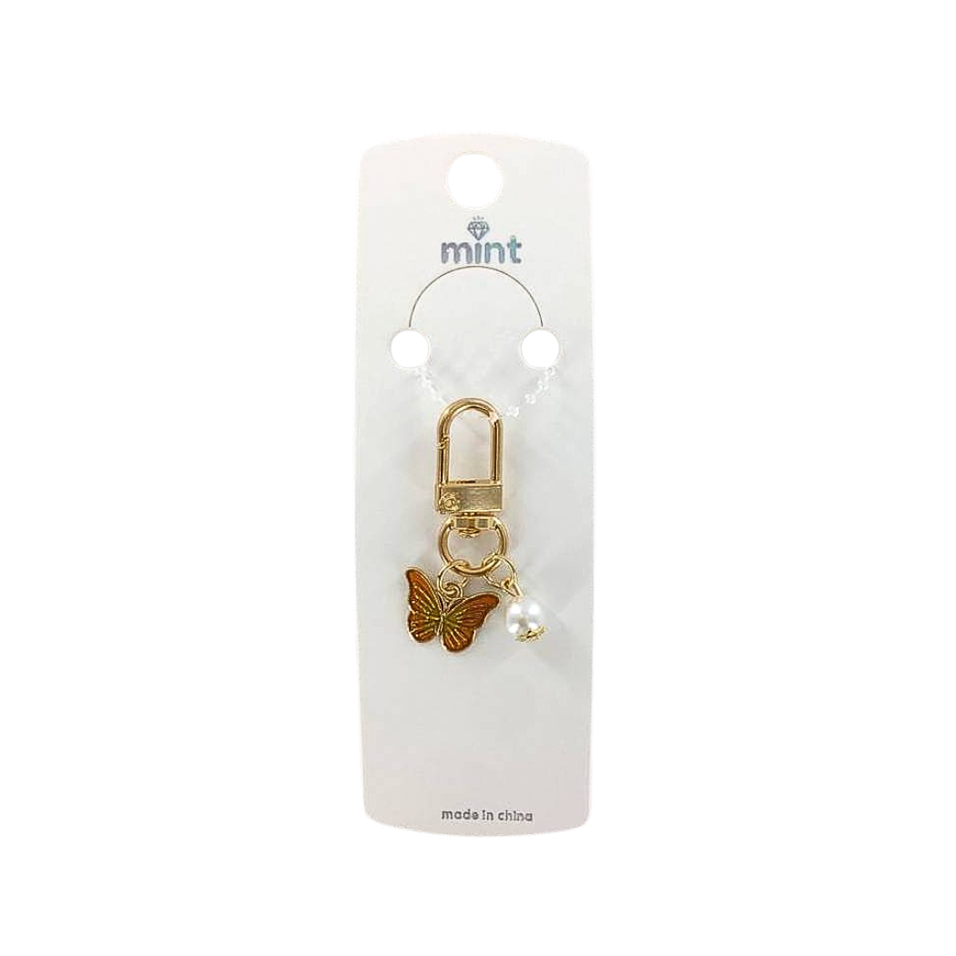 GYH11900-Enamel Butterfly Pearl Drop Keychain