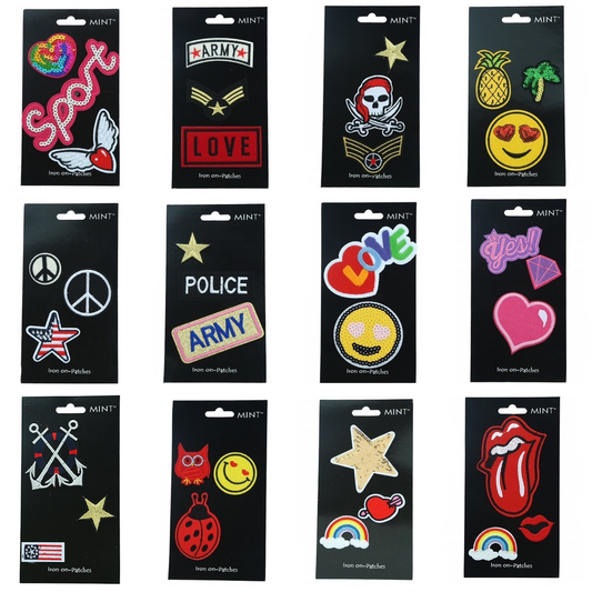 Closeout 100 Cards Iron-On Patches Assortment ($0.50 per piece)