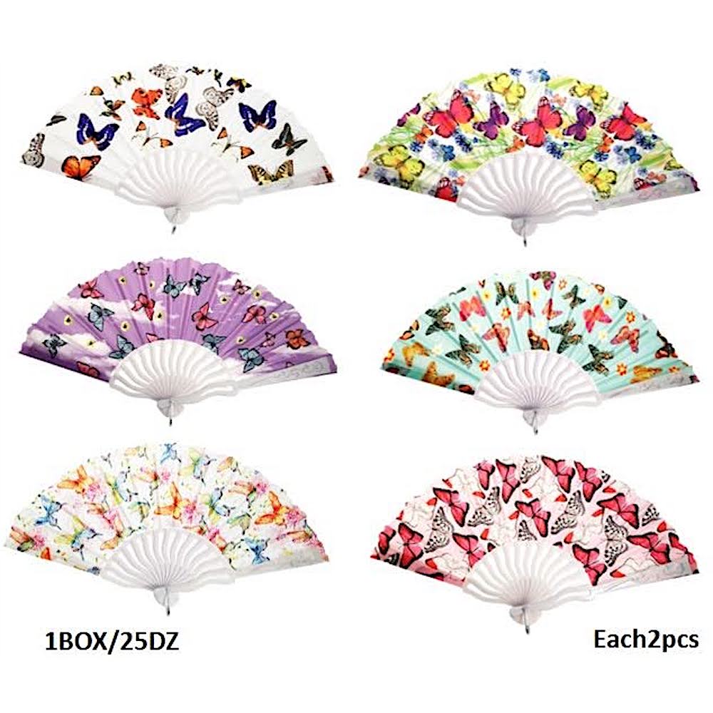 Assorted Butterfly Print Handheld Fan