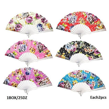 Floral Print Handheld Fan