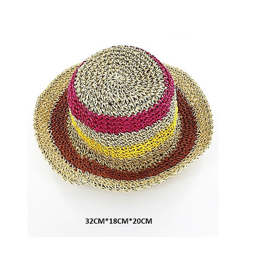 GKH062- Striped Straw Bucket Hat