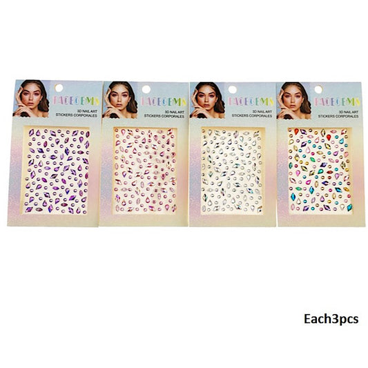 Assorted Shapes Adhesive Face Sticker Gems