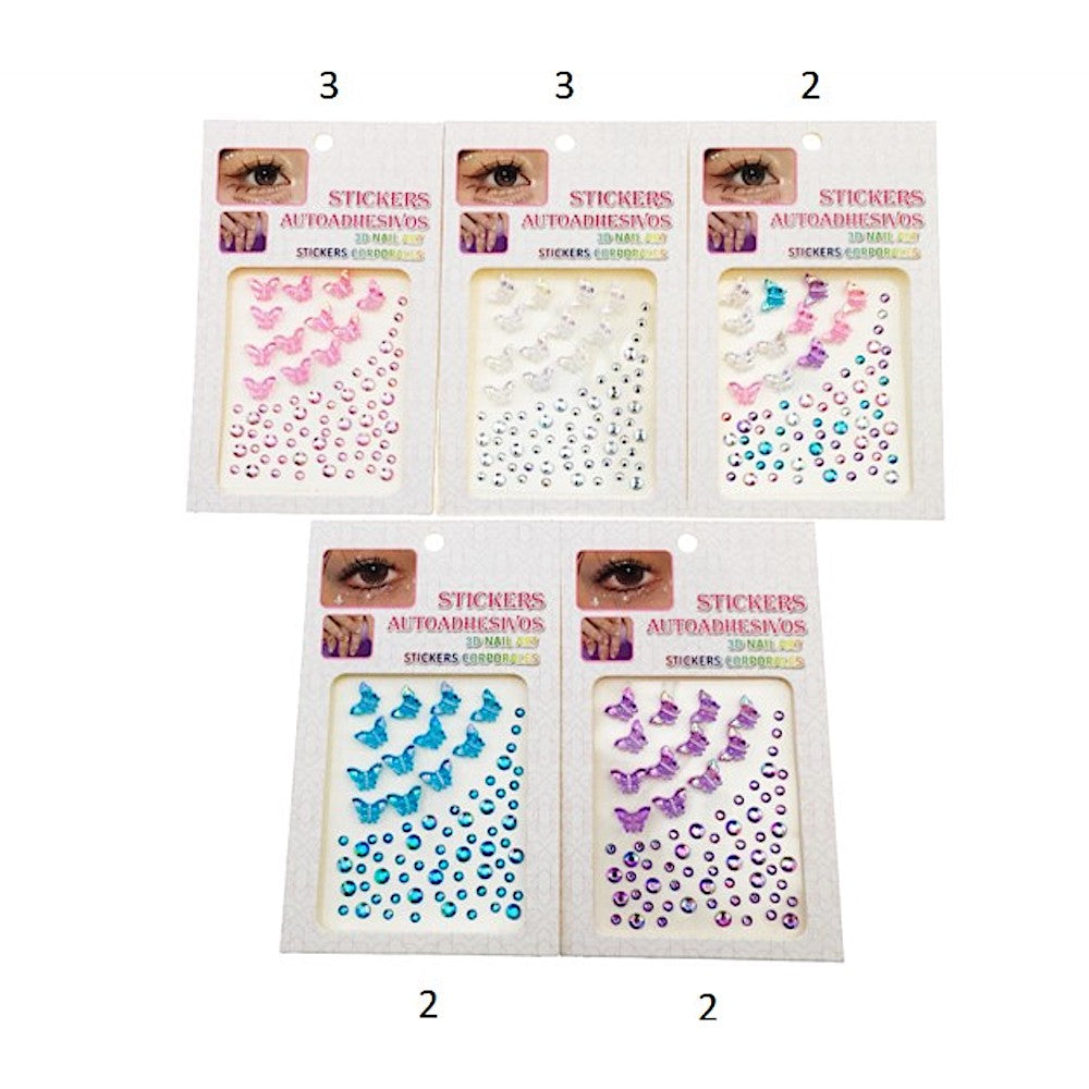 Assorted Butterfly Adhesive Face Sticker Gems
