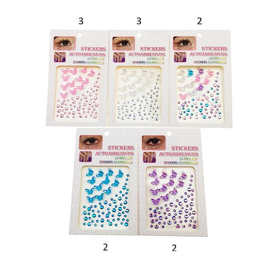 Assorted Butterfly Adhesive Face Sticker Gems