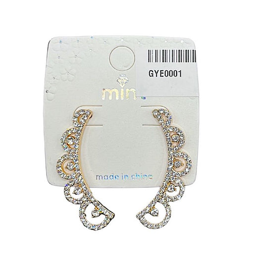 GYE0001 - Curved Rhinestone Drop Earring