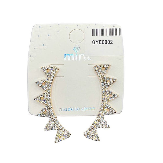 GYE0002 - Curved Rhinestone Drop Earring