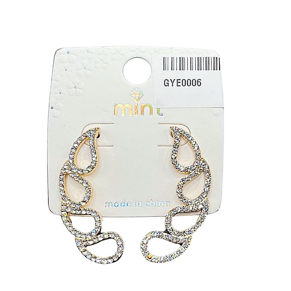 GYE0006 - Curved Rhinestone Drop Earring