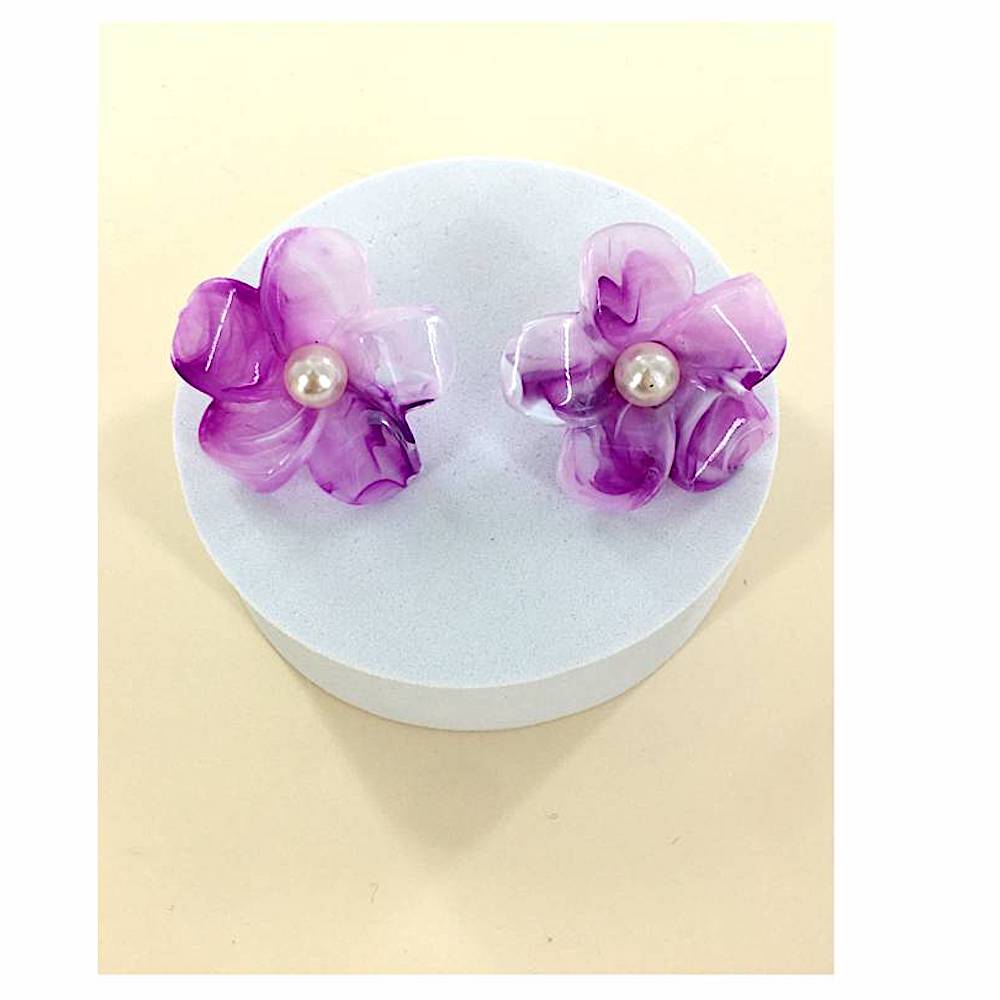 Resin Flower Post Earring