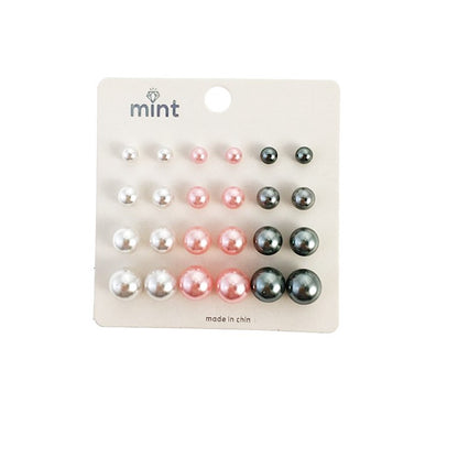 12 Pair Pearl Stud Earring Set