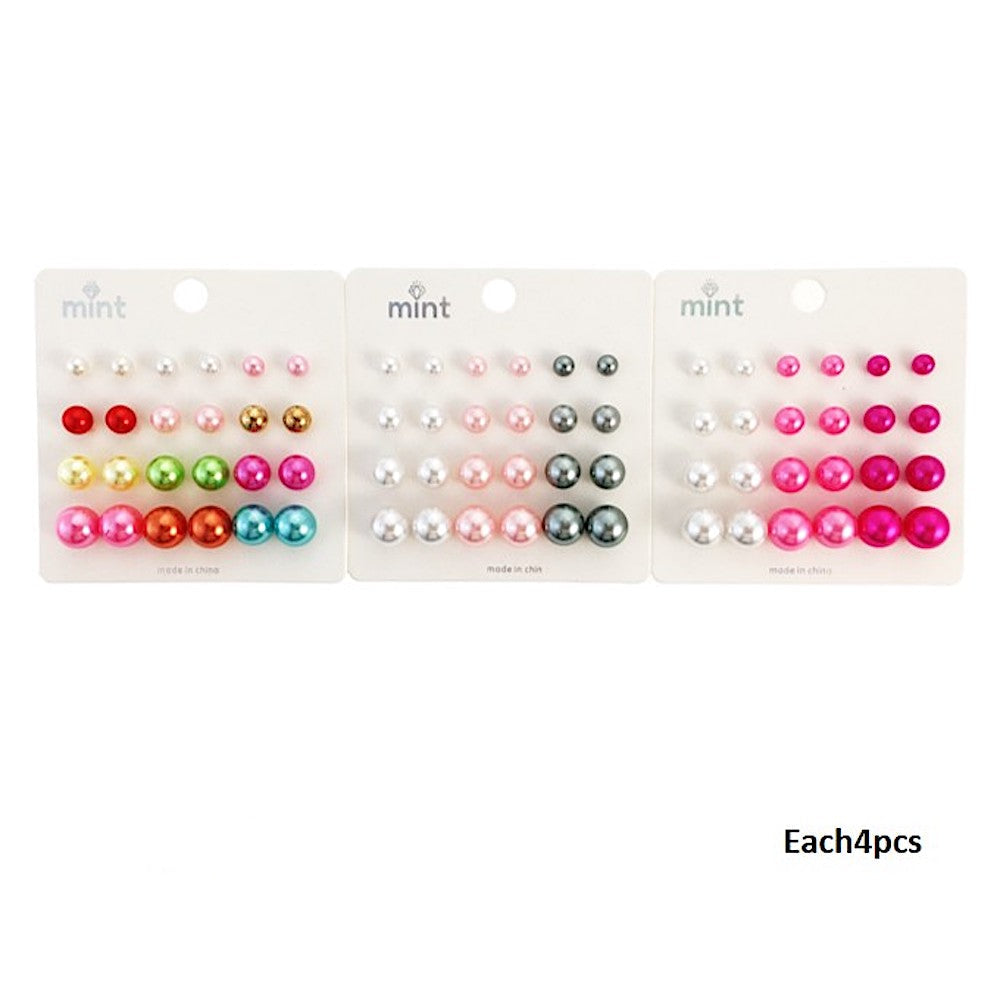 12 Pair Pearl Stud Earring Set