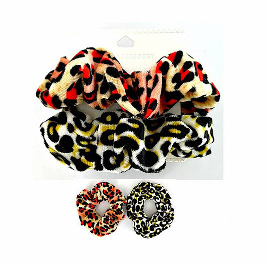 GYH10201 - Velvet Leopard Hair Tie 2 Pce Set