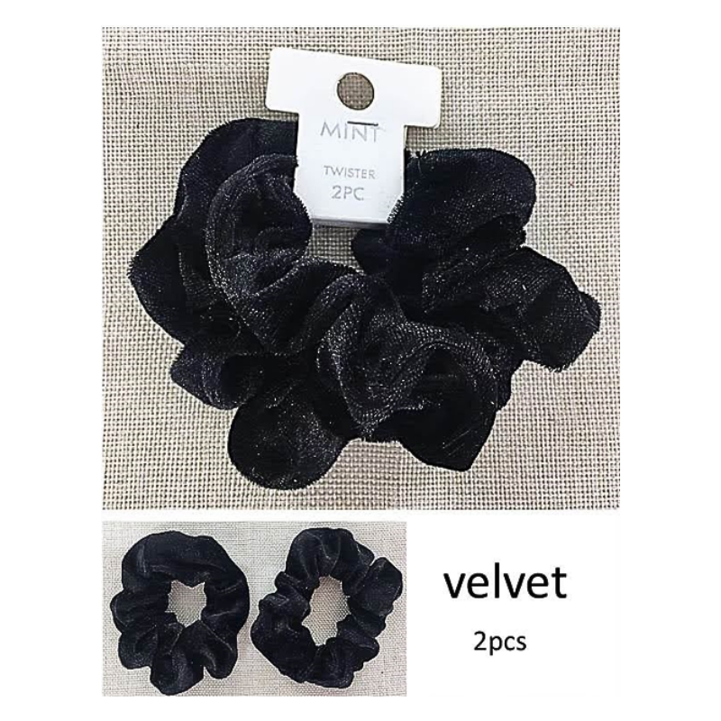 GYH10528ASST - Velvet Hair Tie 2 Pce Set