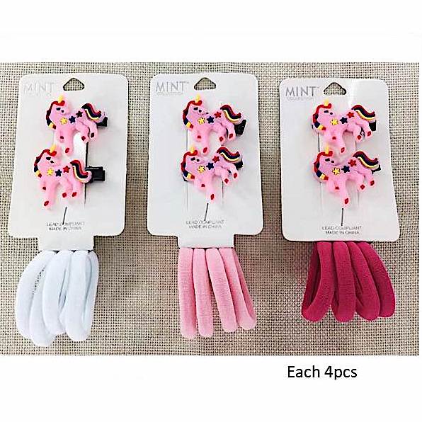 GYH10595 - Unicorn Hair Clip & Hair Tie Set