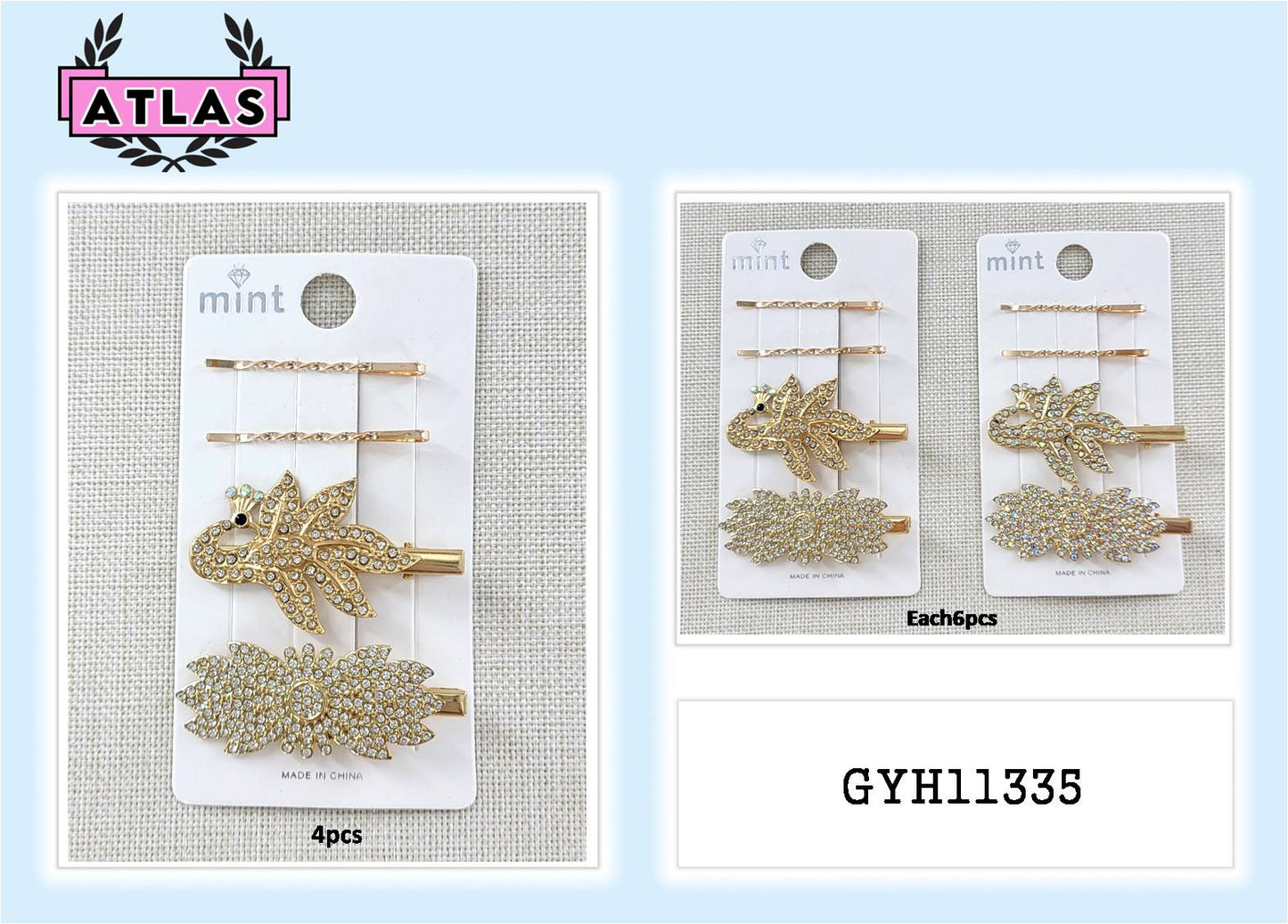 GYH11335 - Rhinestone Peacock Hair Clip Set