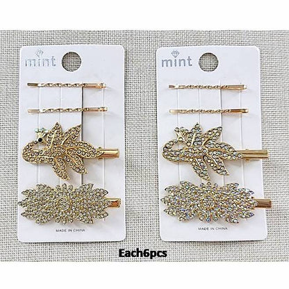 GYH11335 - Rhinestone Peacock Hair Clip Set