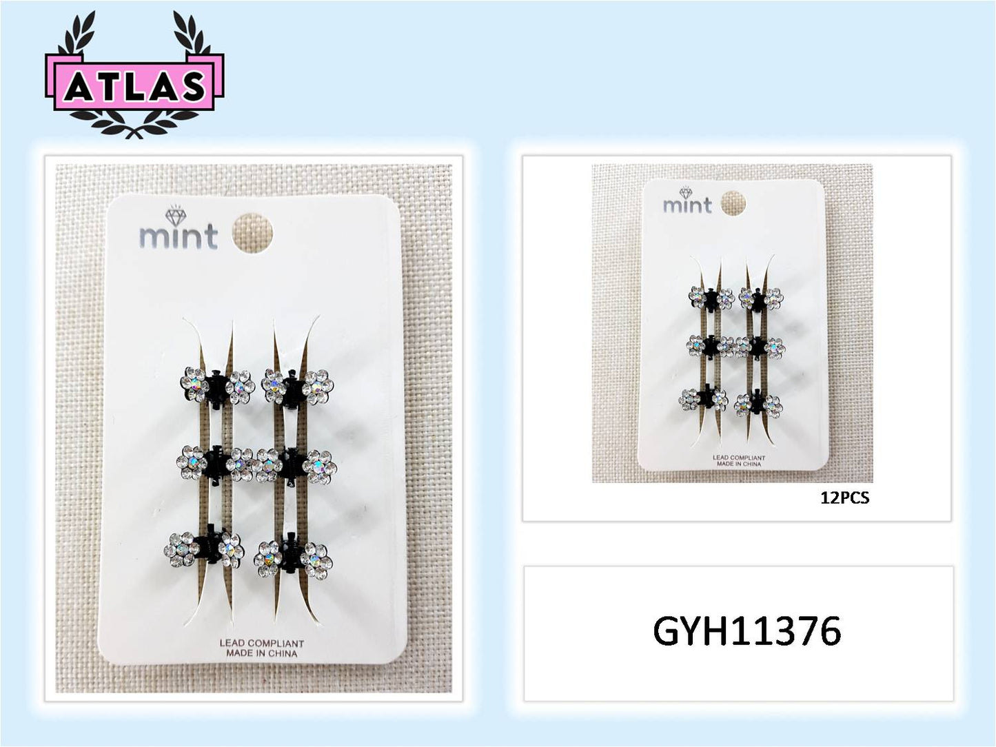 GYH11376 - Mini Rhinestone Flower Claw Clips